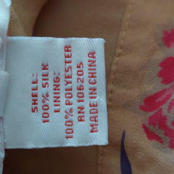 Sundance Silk Midi Skirt Floral Tan Pink Size 8 - Picture 9 of 9